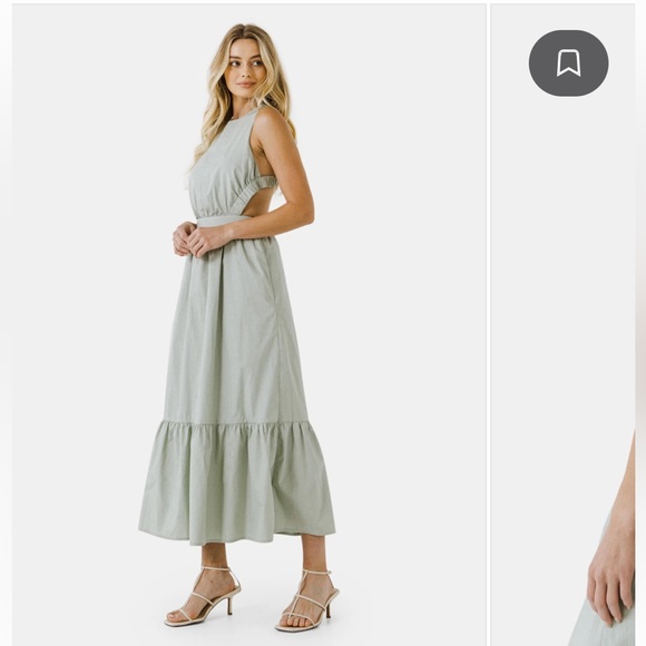 [Worn Once] English Factory Elastic Detail Sleeveless Dress in Light Green/Sage - Picture 3 of 4